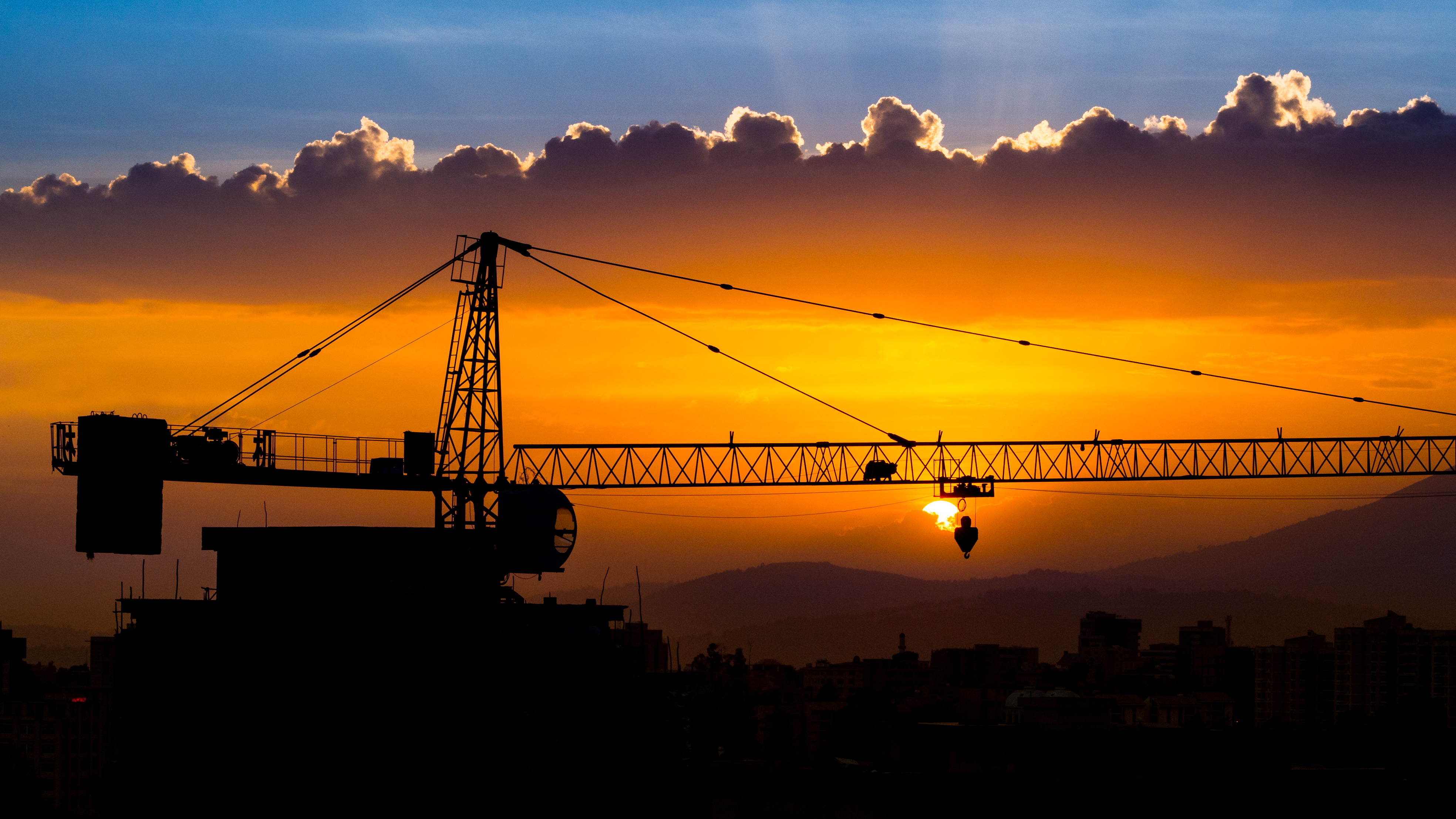 Addis Ababa crane sunset